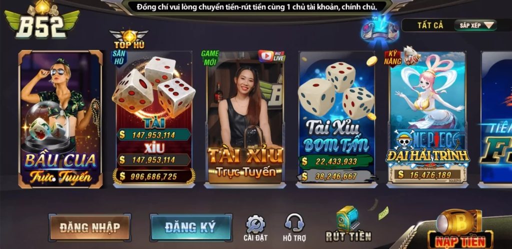 Giao diện sống động của B52 Club